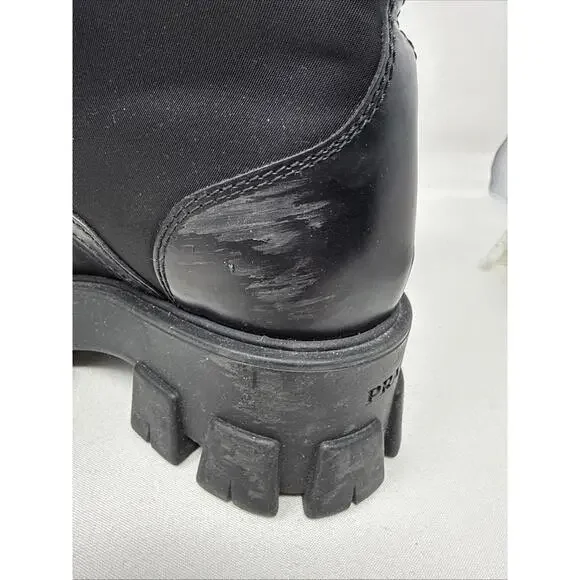 Prada Lug Sole Leather combat Boots Size 38